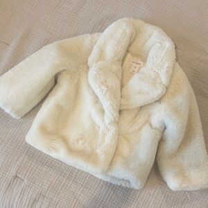 Cat & Jack Cream Faux Fur Kids Jacket